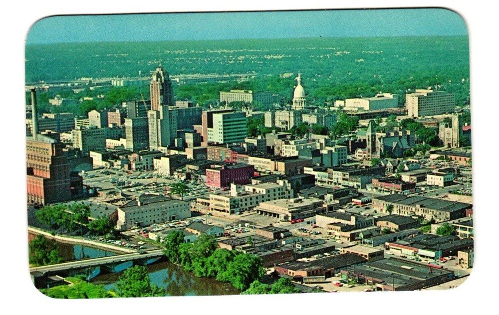 Lansing MI Downtown section of the Capital City Vintage postcard Unposted