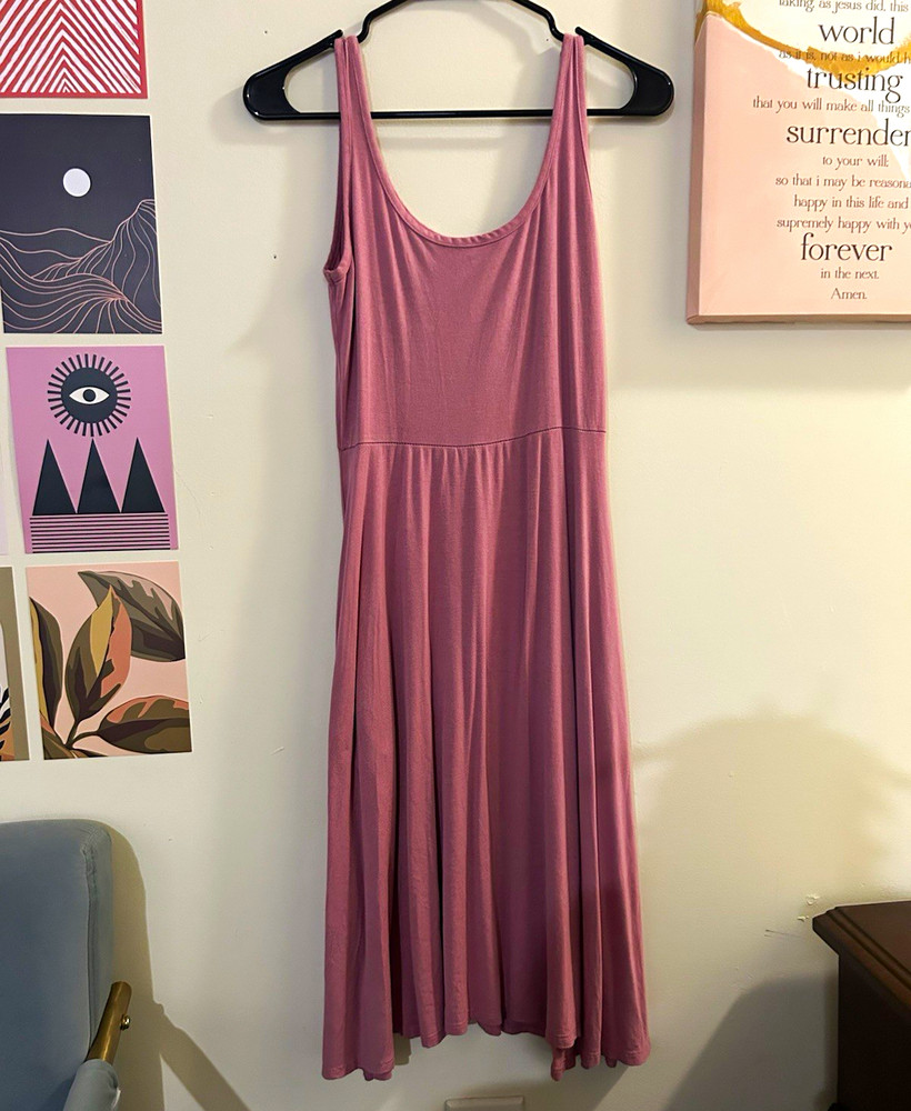 Olivia Rae New York Pink Sleeveless Scoop Neck Midi Dress w/ Pockets M
