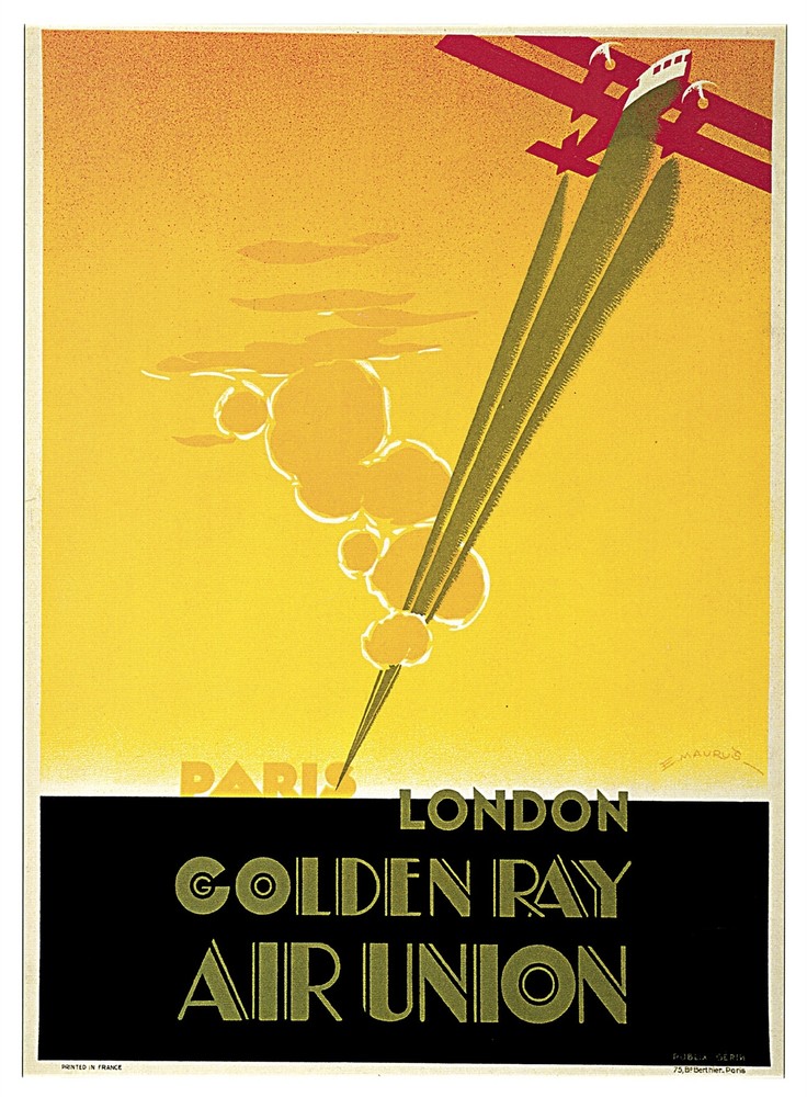 Decor Golden Ray Air Union Travel Poster. Graphic Design. Home Wall Art. 1960