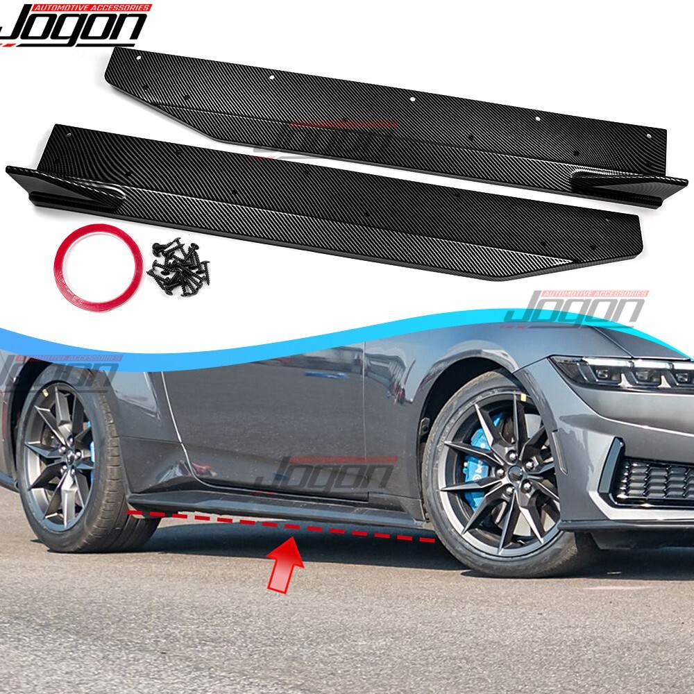 ABS Carbon Side Skirt Kits Splitter Lower Spoiler For Ford Mustang S650 GT 24-UP
