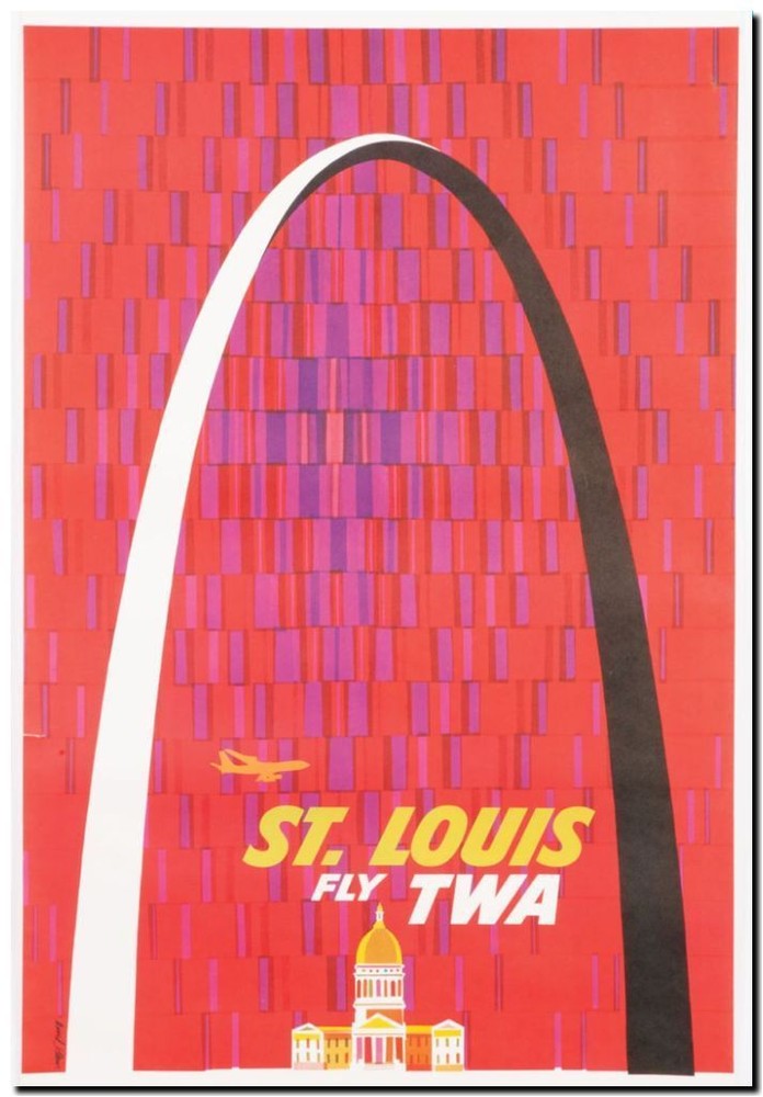 Cool Retro Travel Poster *FRAMED* CANVAS ART Saint Louis TWA 16