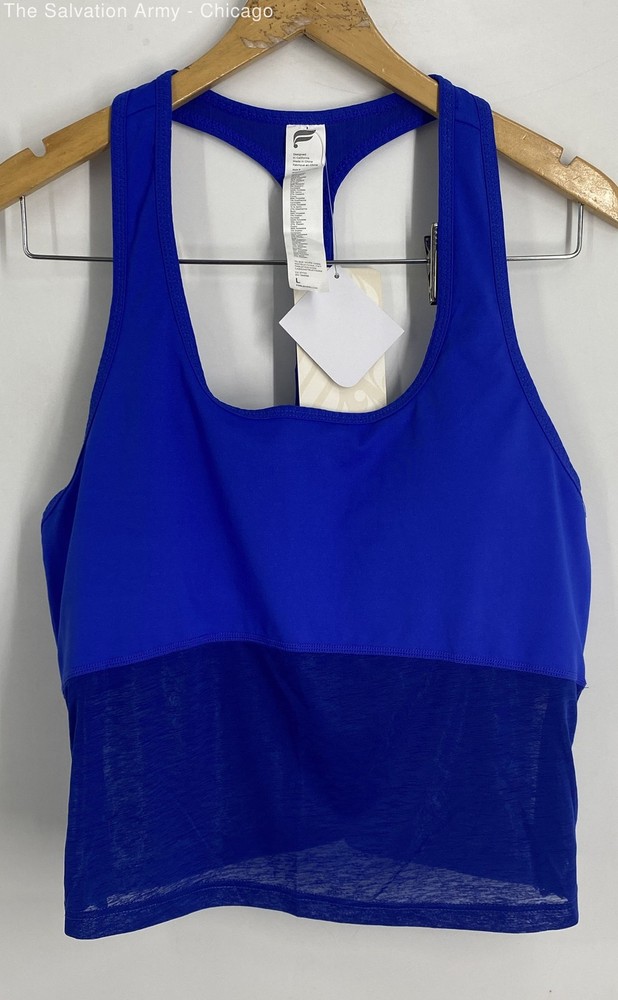 Fabletics Womens Blue Racerback Pullover Activewear Sports Bra Size Large