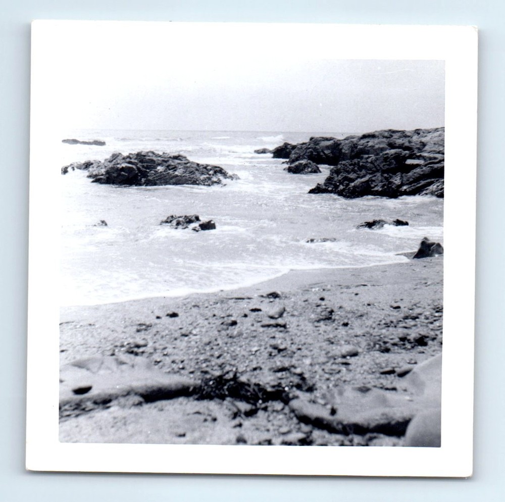 Old Vintage Square Photo OCEAN SCENE BEACH SEA WAVES LANDSCAPE SEASCAPE