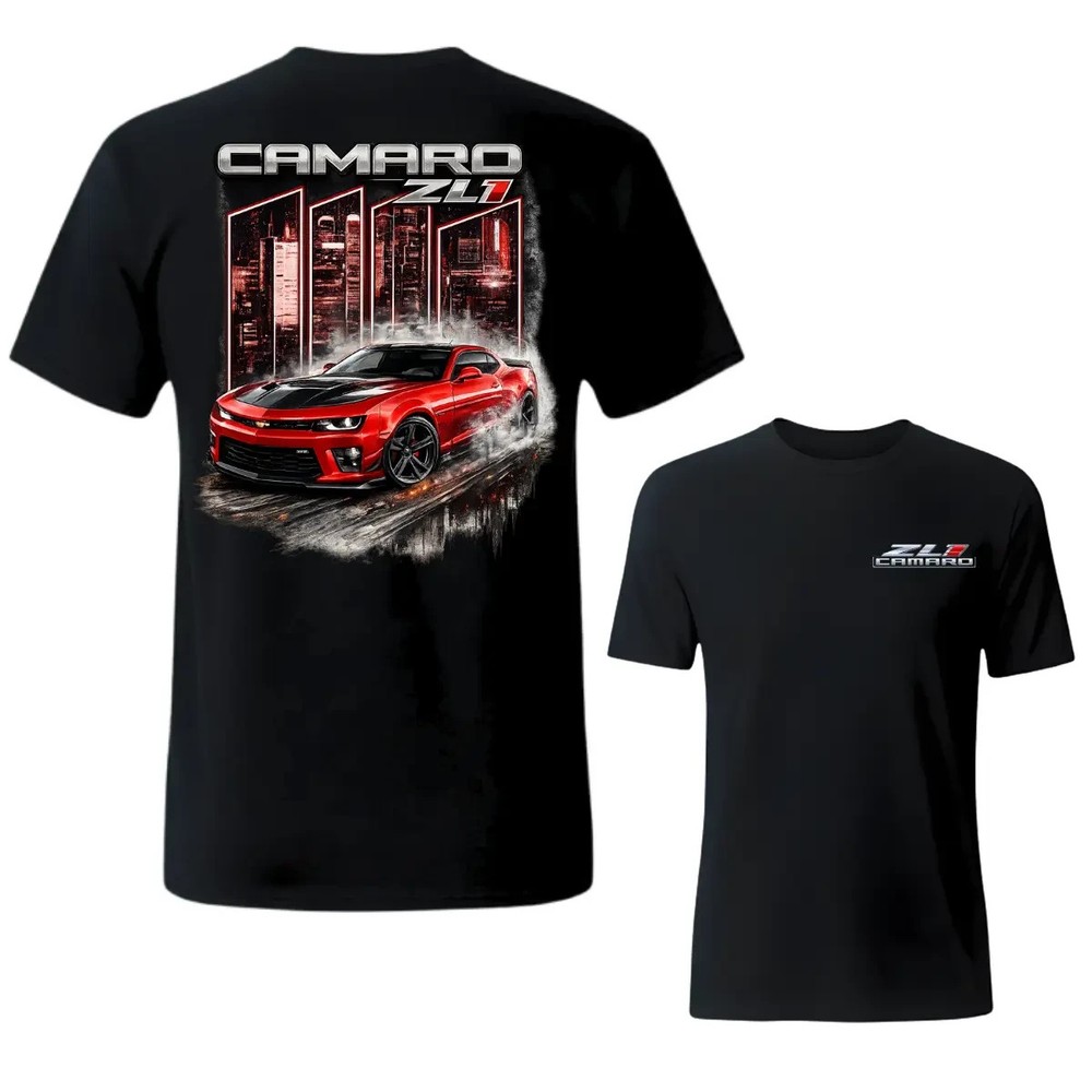 Camaro ZL1 Red Muscle Car Graphic T-Shirt American Performance Street Tee