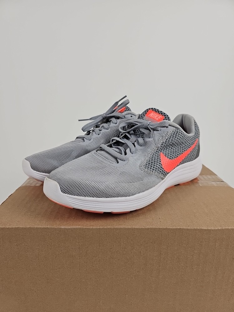 Nike Womens Running Shoes Sneaker Sz 11 Revolution 3 819303-002 Gray Orange Nice