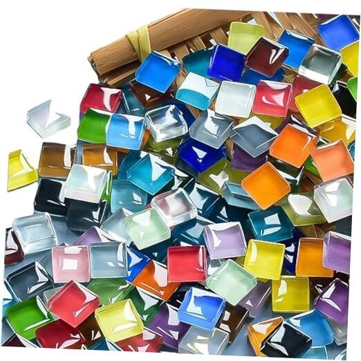 DIY Mosaic Tiles for Crafts, Colorful Glass Mosaic Kits for 350 Square Shape