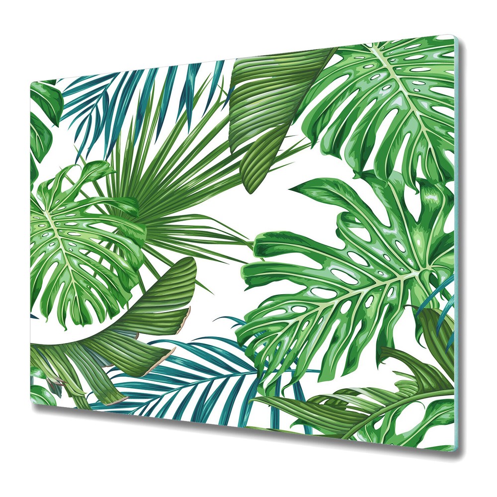 Glass Worktop Saver Minty Monstera Forest delicate Watercolour 60x52