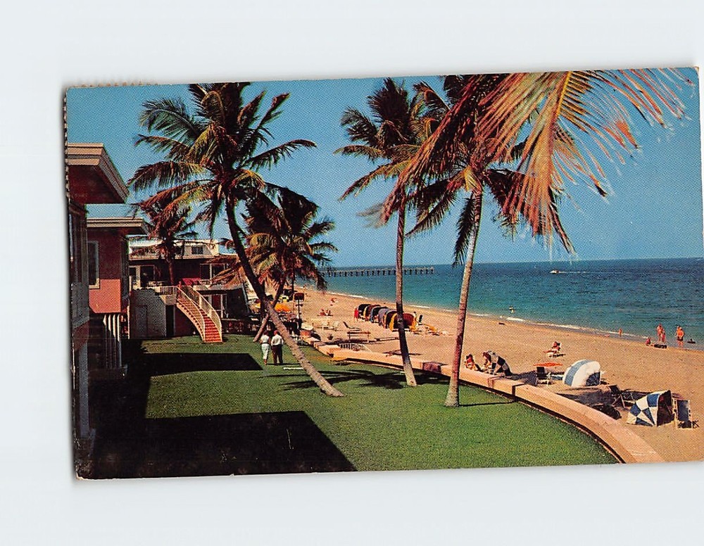 Postcard A typical Beach scene Lauderdale By The Sea Florida USA