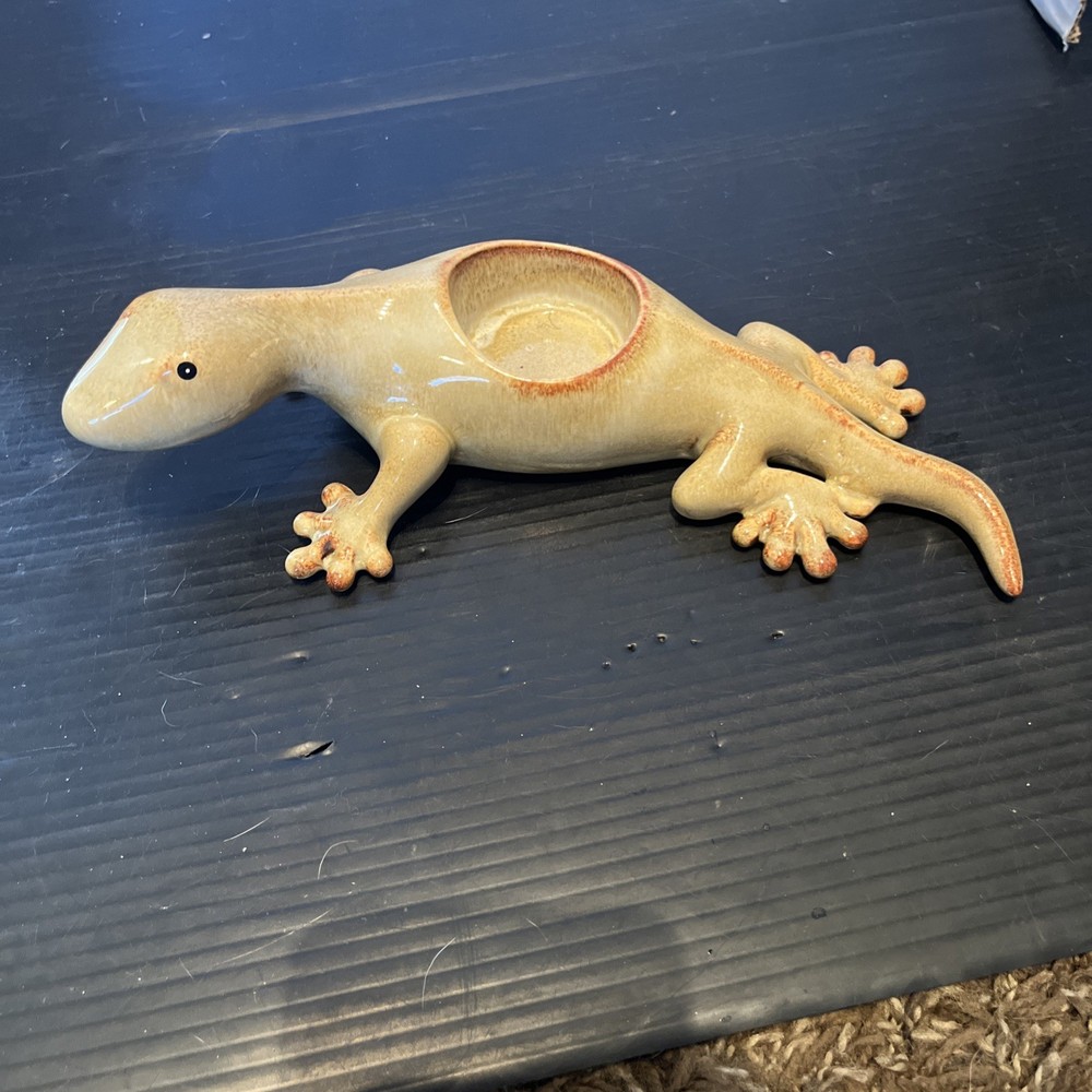 Partylite Gecko Candle Holder Tea Light Lizard Salamander Ceramic 9.5