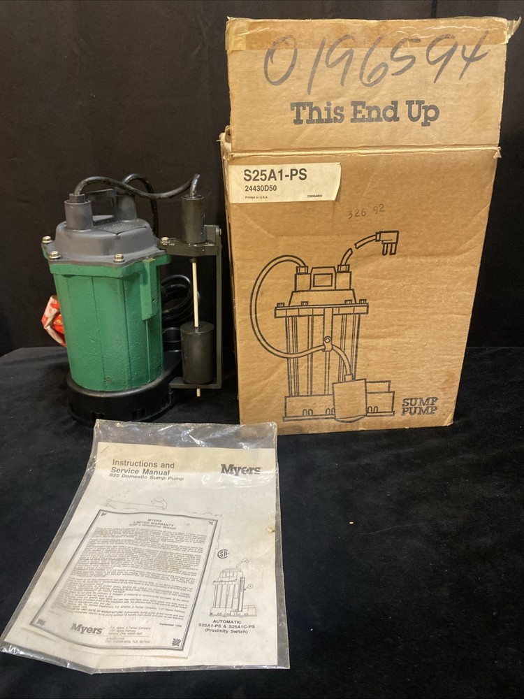 Myers S25A1-PS Cast Iron Sump Pump Unused Open Box NOS