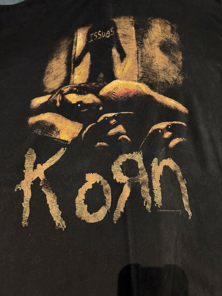 Korn Vintage Issues Tee XL Black Giant Tag 90s Nu Metal Band Shirt
