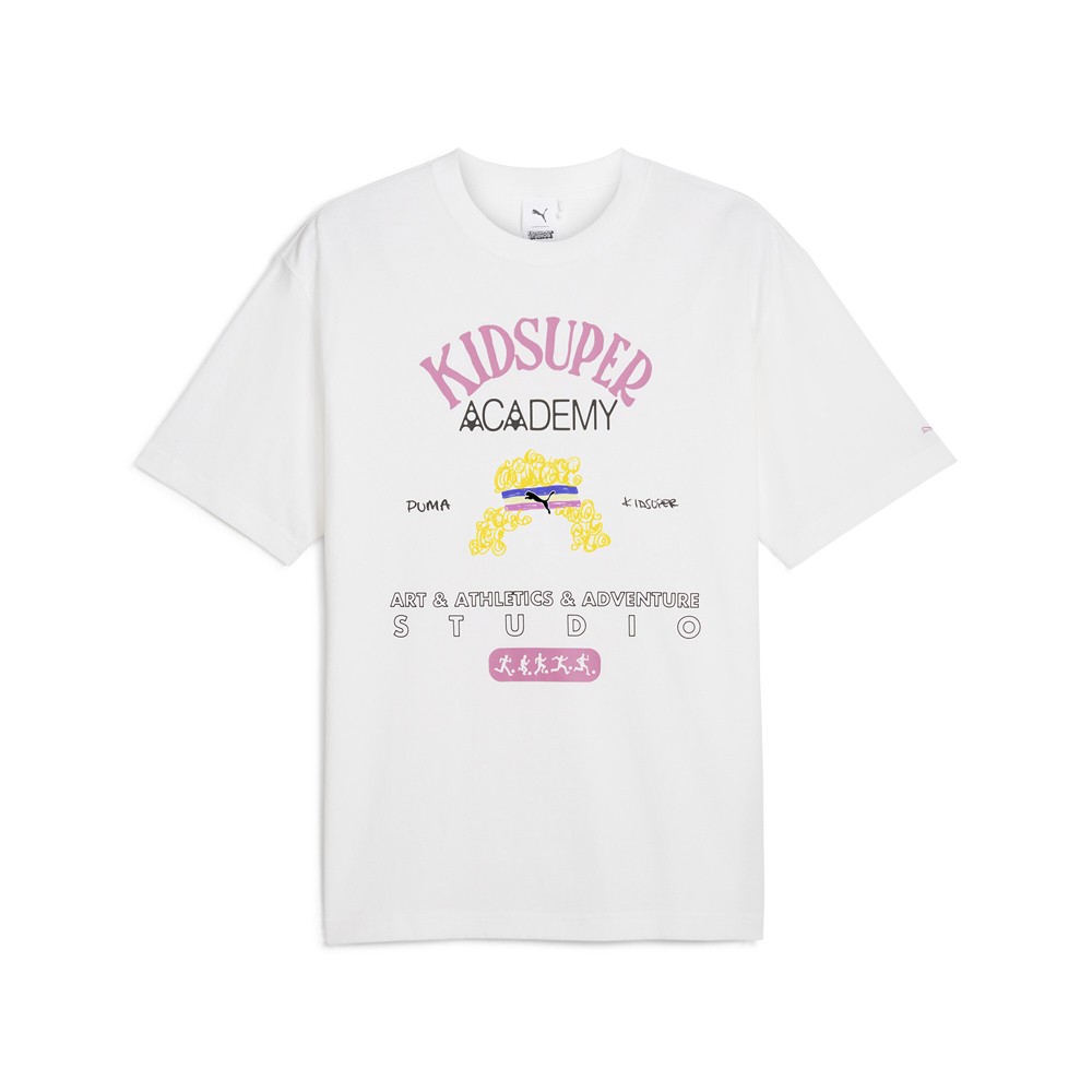 PUMA  X Kidsuper Graphic Crew Neck Short Sleeve T-Shirt Mens White Casual Tops 6