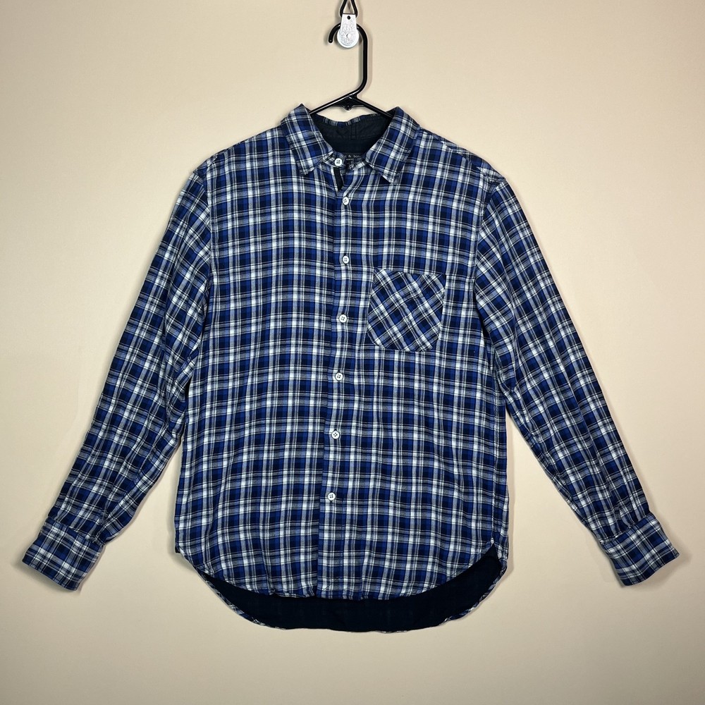 Rag & Bone Super Soft Blue Plaid Button Up Work Shirt Men's Size Small S