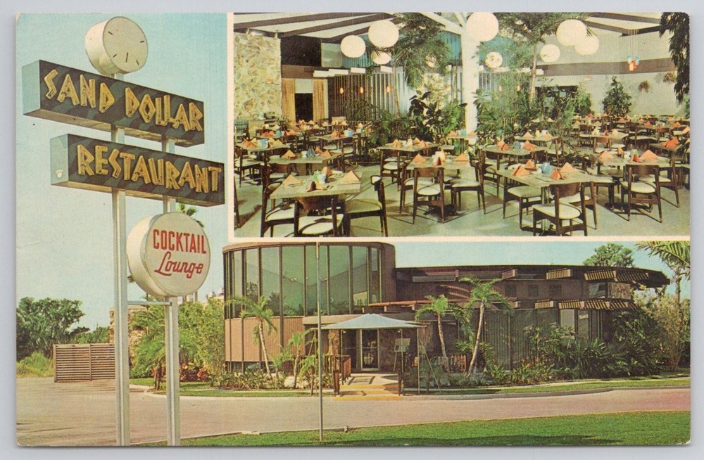 Sand Dollar Restaurant Cocktail Lounge St. Petersburg FL Vintage Postcard
