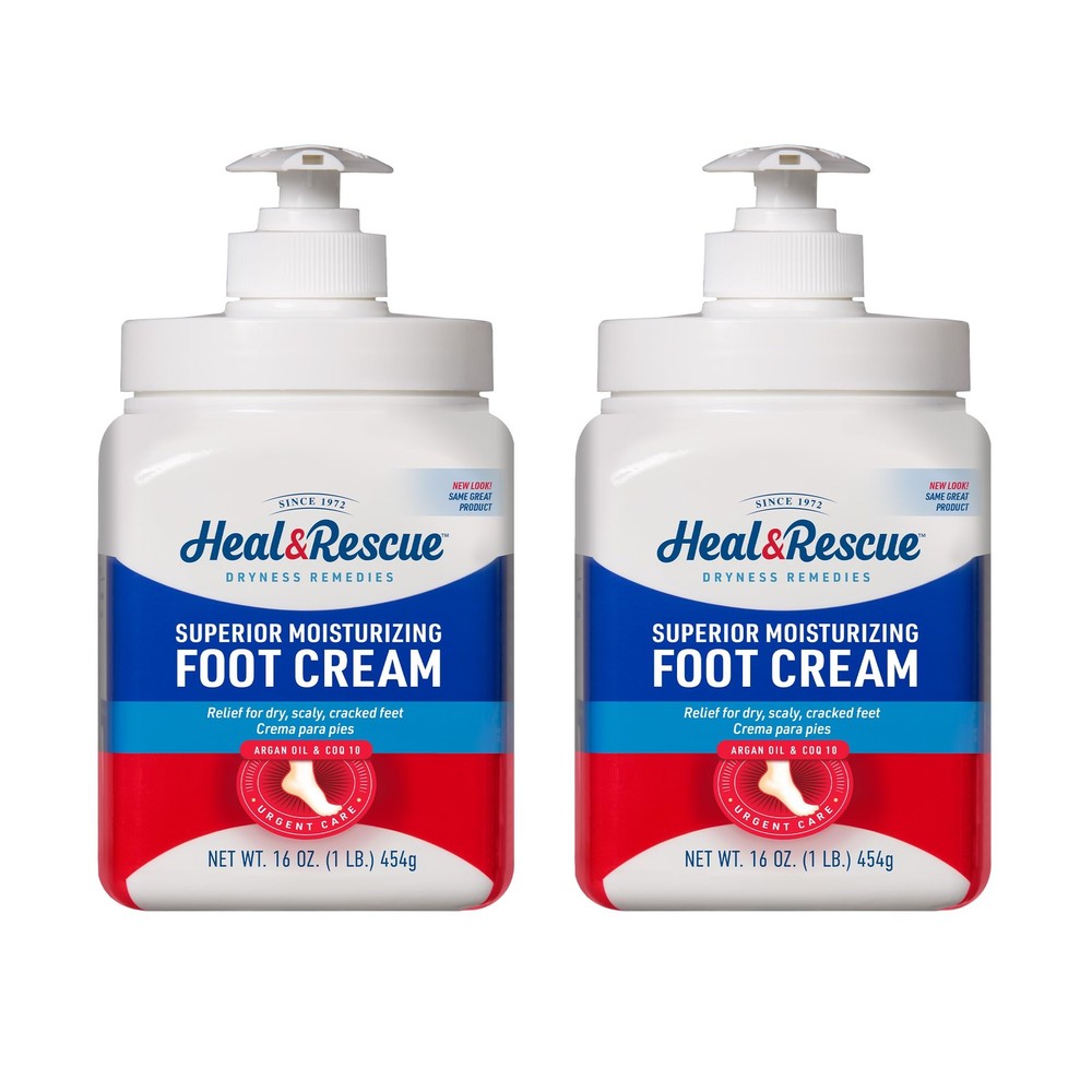 Heel Rescue Foot Cream 16 Ounce Bottle, 2 Pack, For Cracked, Calloused