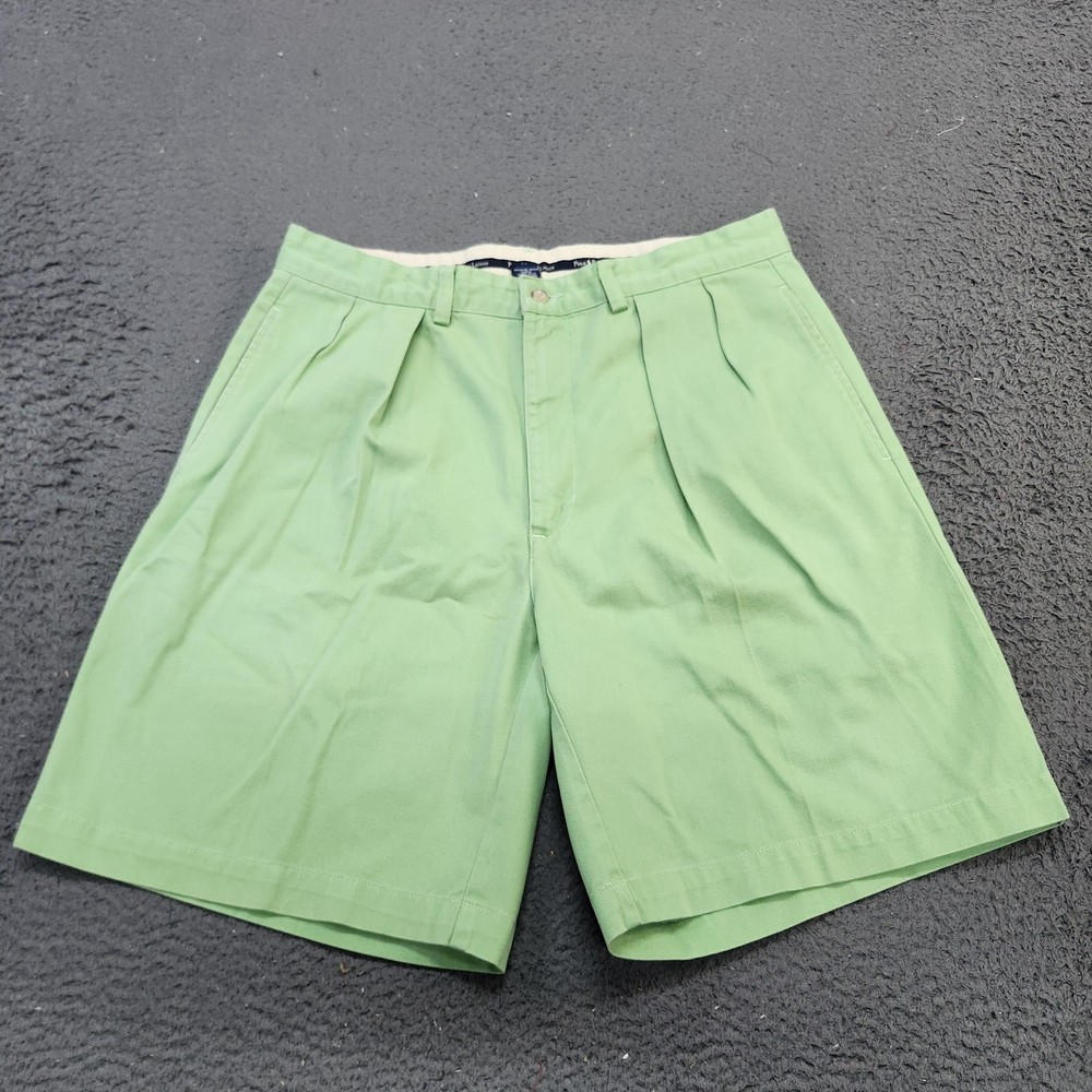 Polo Ralph Lauren Shorts Mens 35 Green Pleated Chino 9 Inseam Cotton Summer