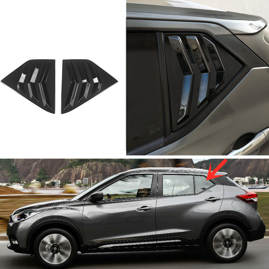 2017-2022 Nissan Kicks Bright Black Rear Window Louver Vent Cover Trim  