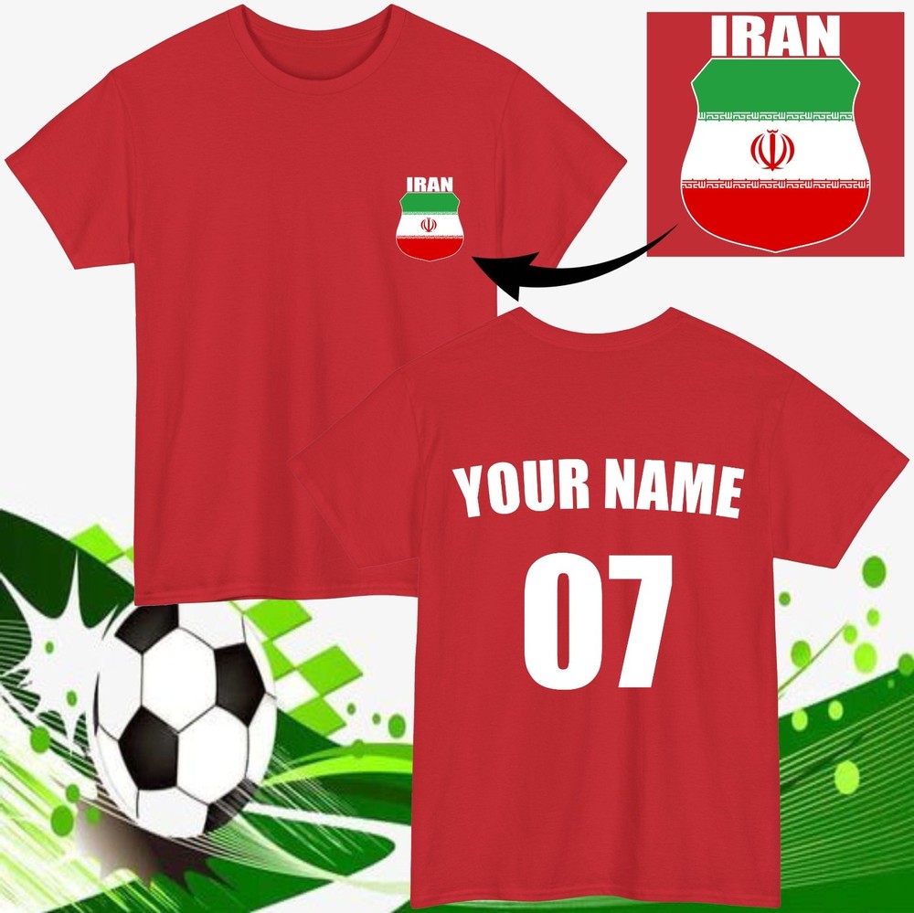 Personalised Iran Football T-Shirt Custom Name Number Fan Gift Unisex Tee Top