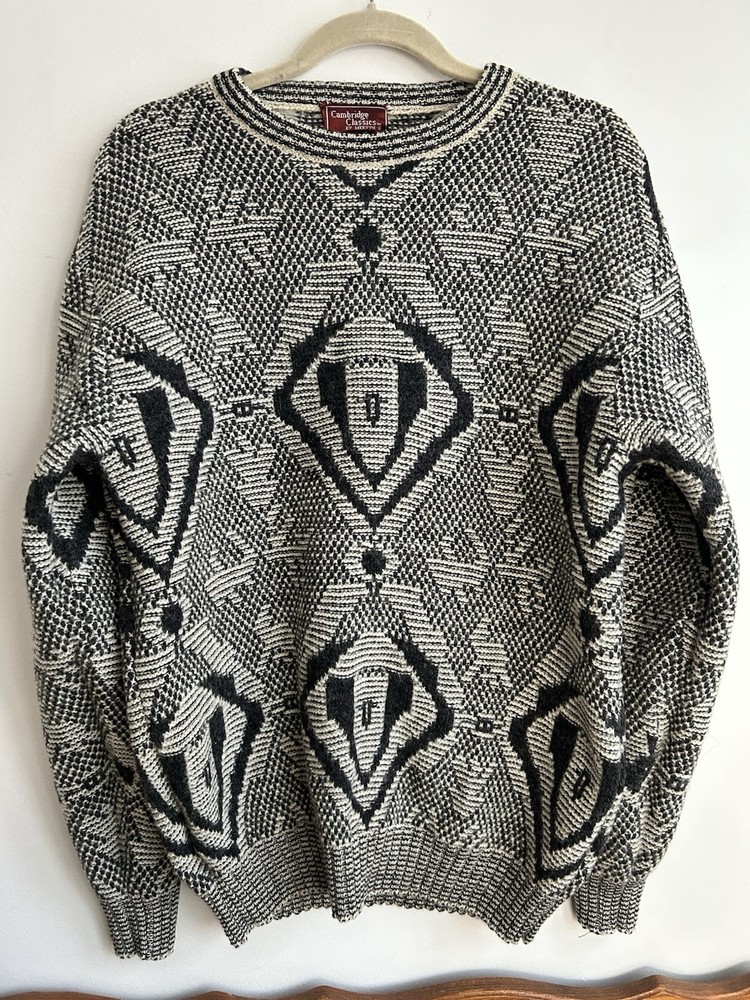Cambridge Classics Wool Sweater Patterned Sz L Unisex, Italy