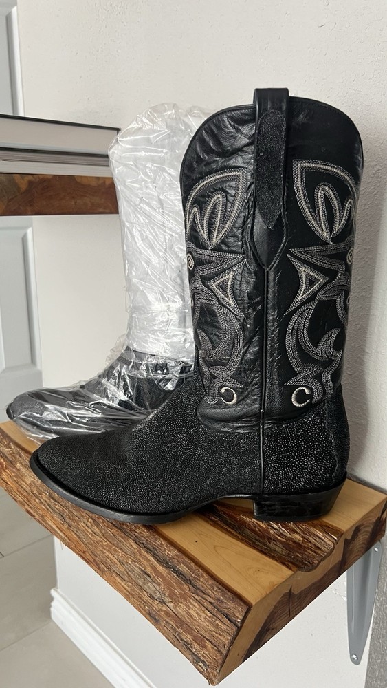 Corral Cowboy Boots Men’s 12D – Genuine Black Stingray Exotic Leather Western