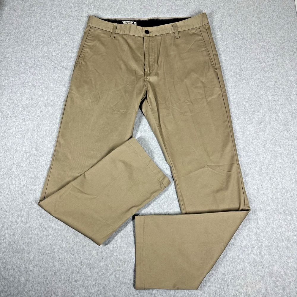 Volcom Corpo Class Chino Straight Pants 34 (34x33) Tan Casual Skate Surf