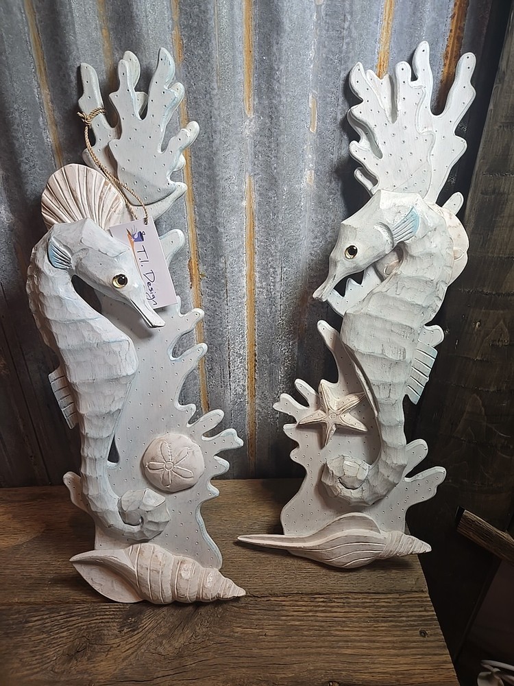 T.I. Design Seahorses Wall Decor Wooden Handcrafted In Indonesia 23x10