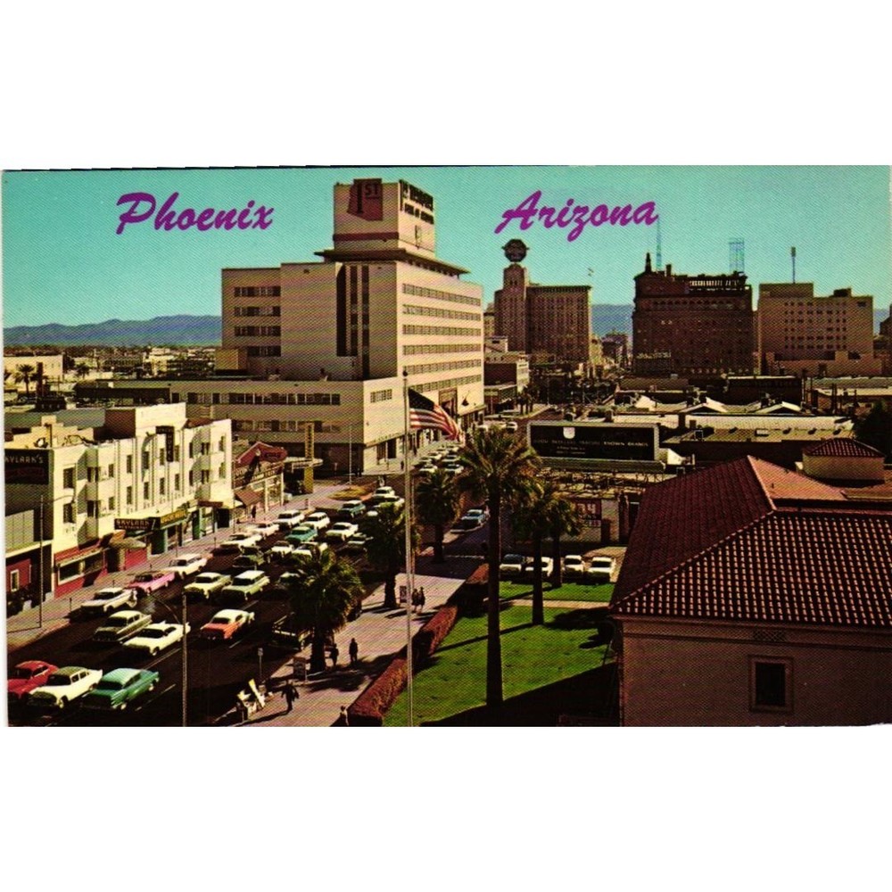 Vintage Phoenix Arizona Postcard Central Avenue St View Petley 1DK-730 Chrome