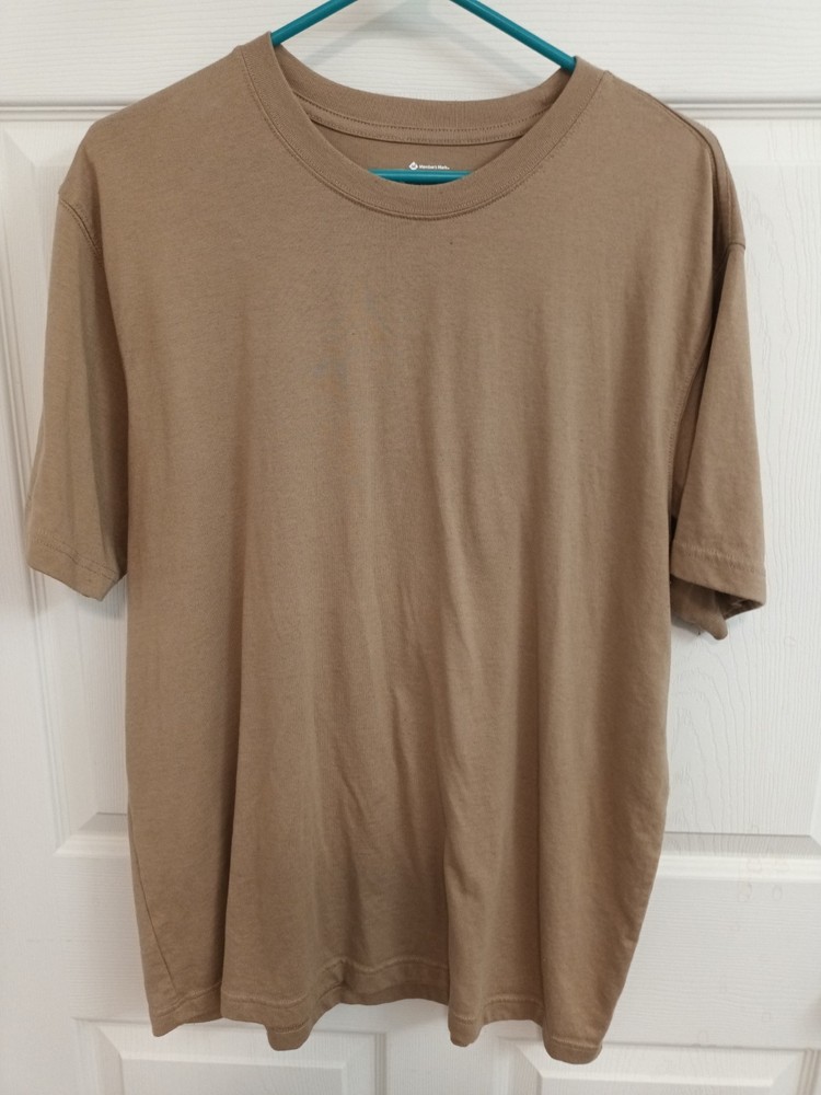Members Mark Men's L Crew Neck Carmel T Shirt Short Sleeve