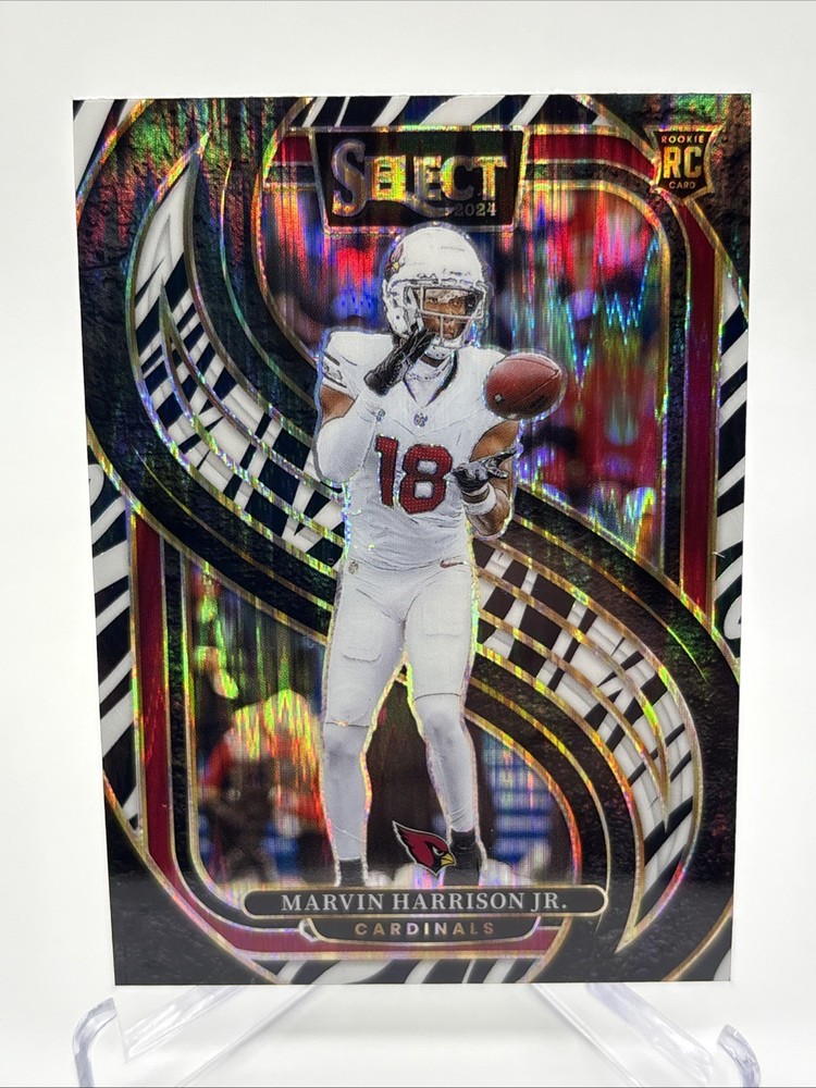 2024 Panini Select Premier Level Zebra Prizm Marvin Harrison Jr. (RC) #115