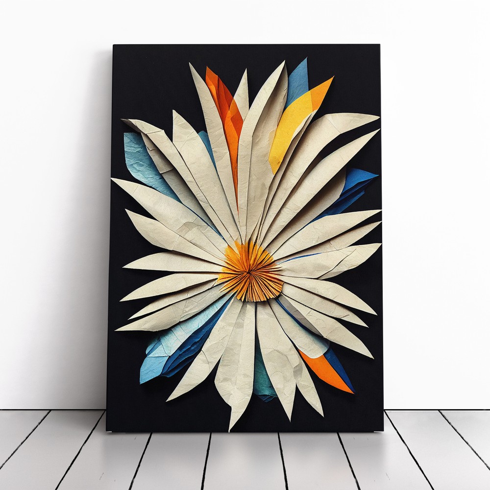 Paper Flower Canvas Wall Art Print Framed Picture Decor Dining Room Living Room