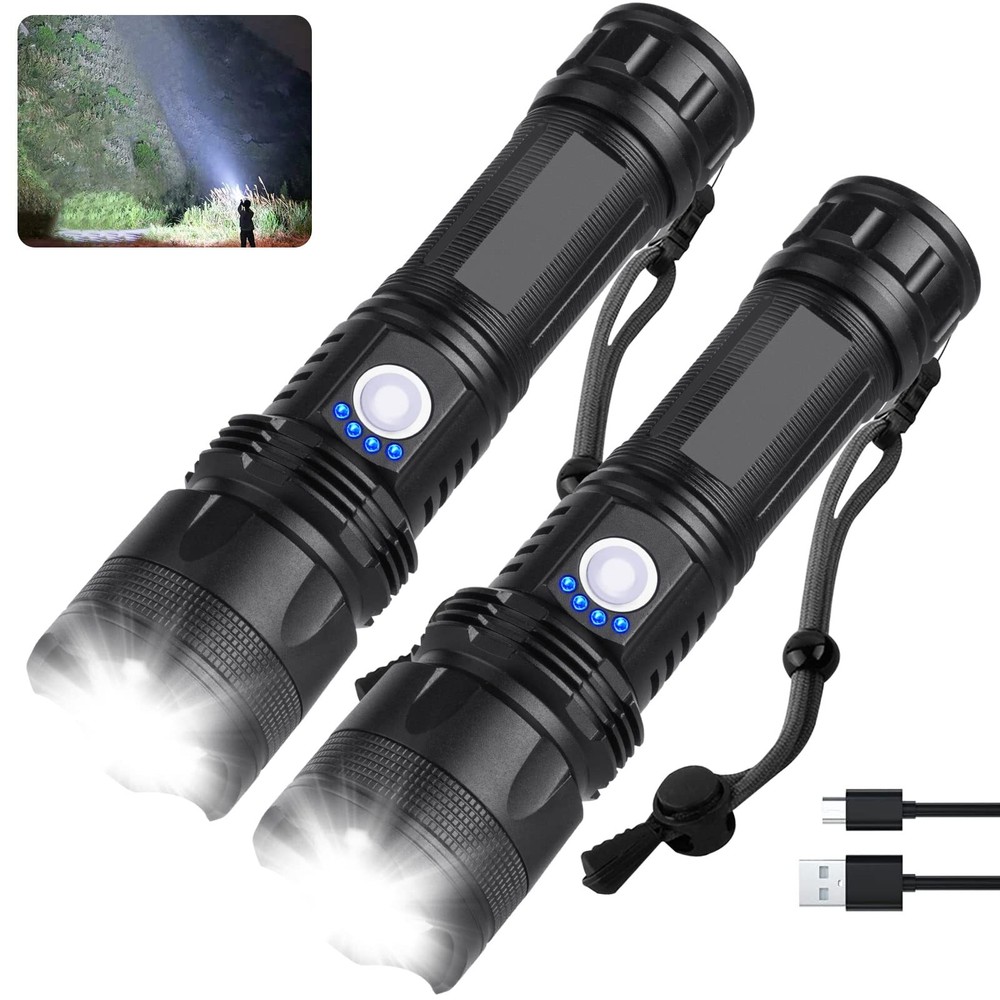 Rechargeable Flashlights 990,000 High Lumens - 2 Pack, Super Bright LED Flash...