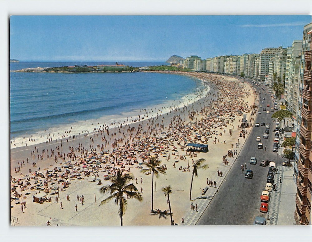 Postcard Aerial View Copacabana Beach Rio de Janeiro Brazil