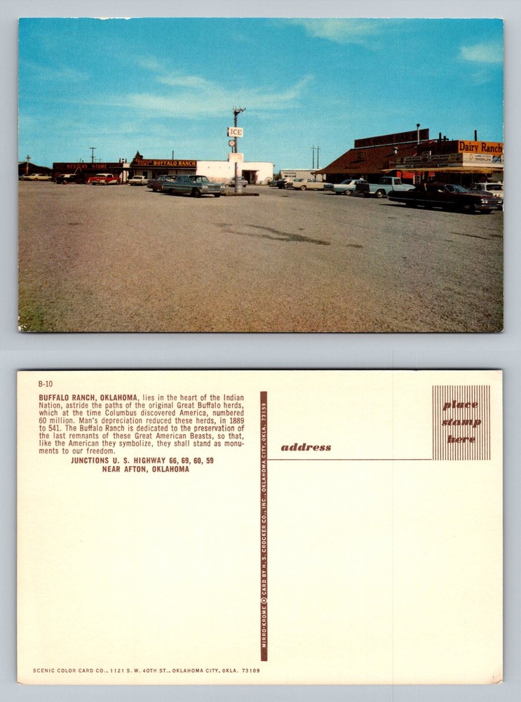 Afton, OK-Oklahoma, Buffalo Herd Path Ranch Route 66 Junction Vintage Postcard