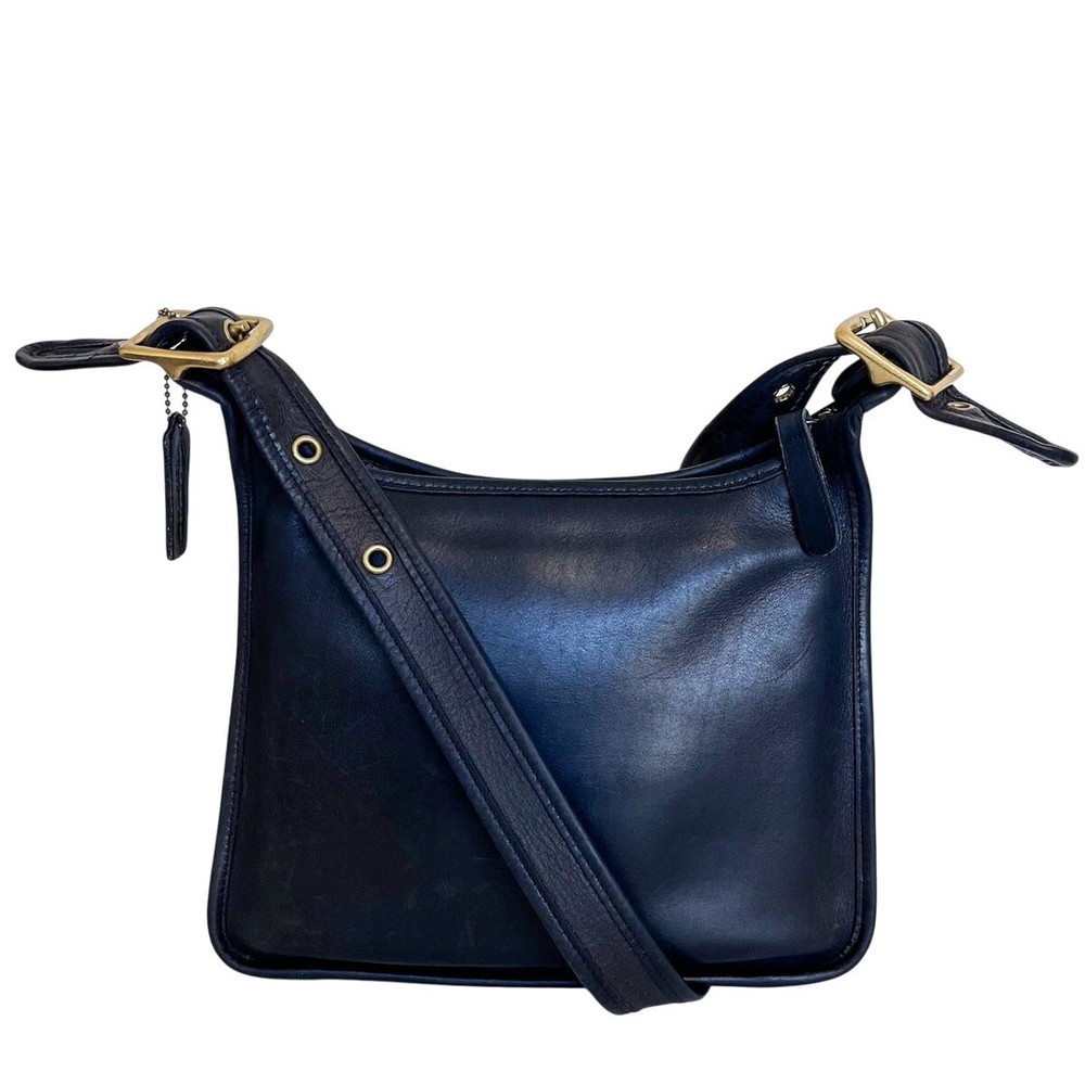 Vintage 90s Coach Legacy Black Leather Crossbody Bag Zip Shoulder USA D8G-9966