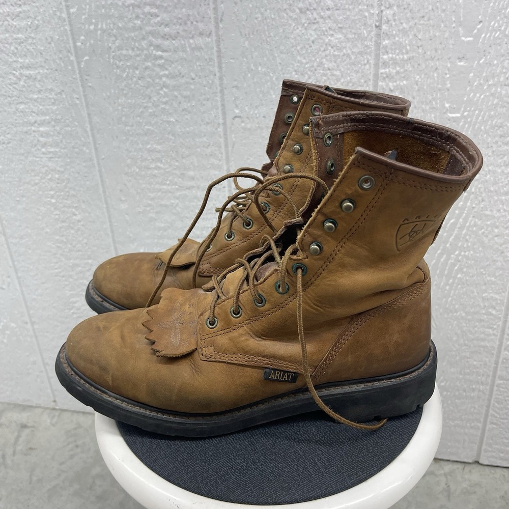 Ariat Men's Cascade 11EE Brown Leather Combat Work Boots 37127