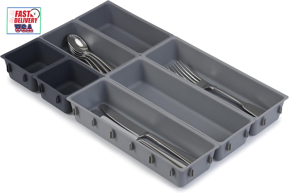 Blox 7 Piece Plastic Storage Trays Cosmetics, Stationary, Utensils Drawer Organi