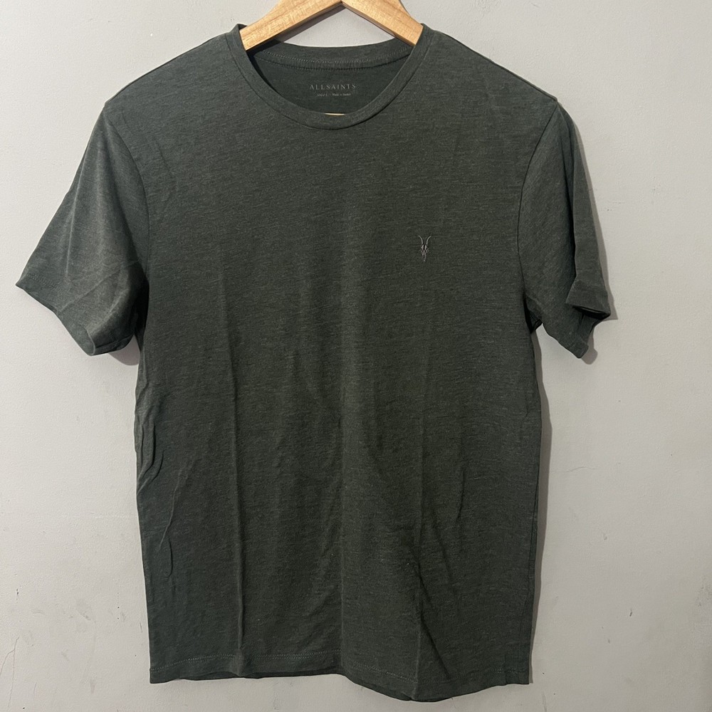 AllSaints Ramskull Brace Brushed Cotton Men’s Olive T-Shirt Sz Small NEW