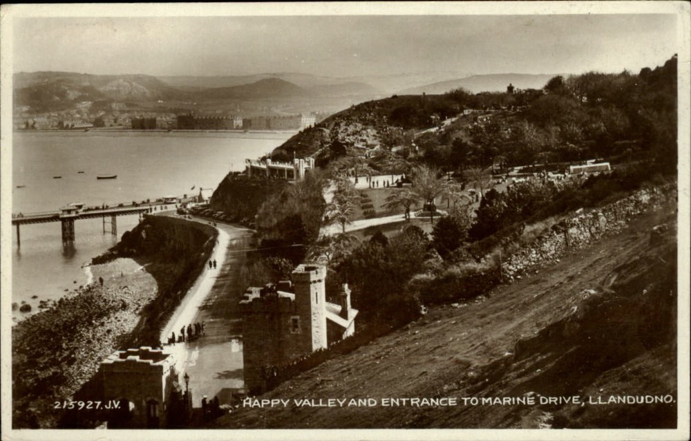 RPPC Wales UK Llandudno Happy Valley and Marine Drive 1935 real photo postcard