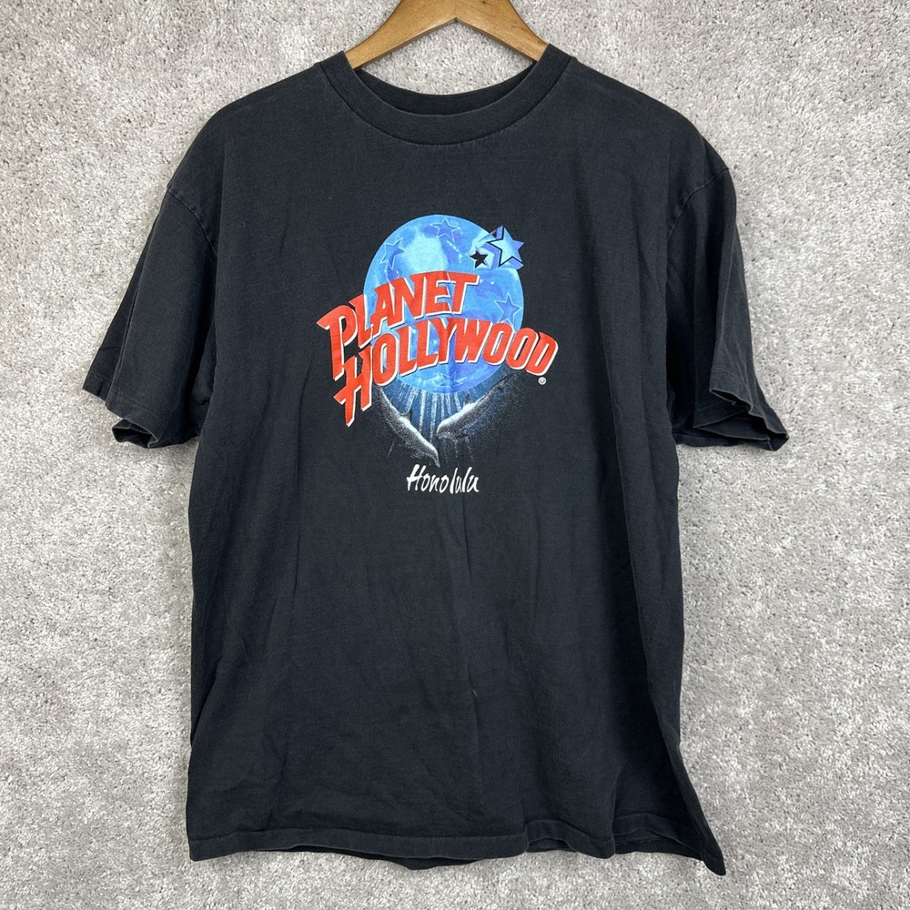 Vintage 90s Planet Hollywood T Shirt Honolulu Men's XL Black Made in USA