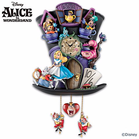 Disney Alice In Wonderland Mad Hatter Musical Cuckoo Clock by Bradford Exchange