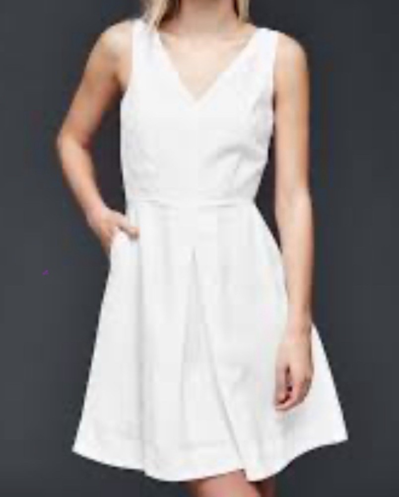 Fit N Flare Gap Linen White Dress Sleeveless Spring Summer 6