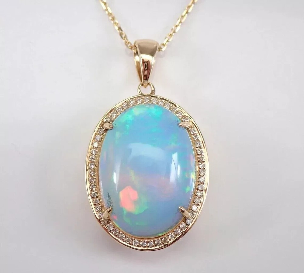 5.00Ct Oval Cut Genuine Fire Opal Halo Pendant 14K Yellow Gold Plated Free Chain