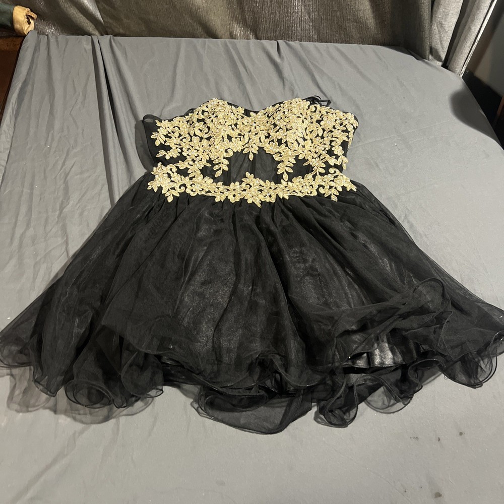 Blondie Nites Prom Dress Size 9 Lace Up Back Tulle Skirt Corset Top Strapless