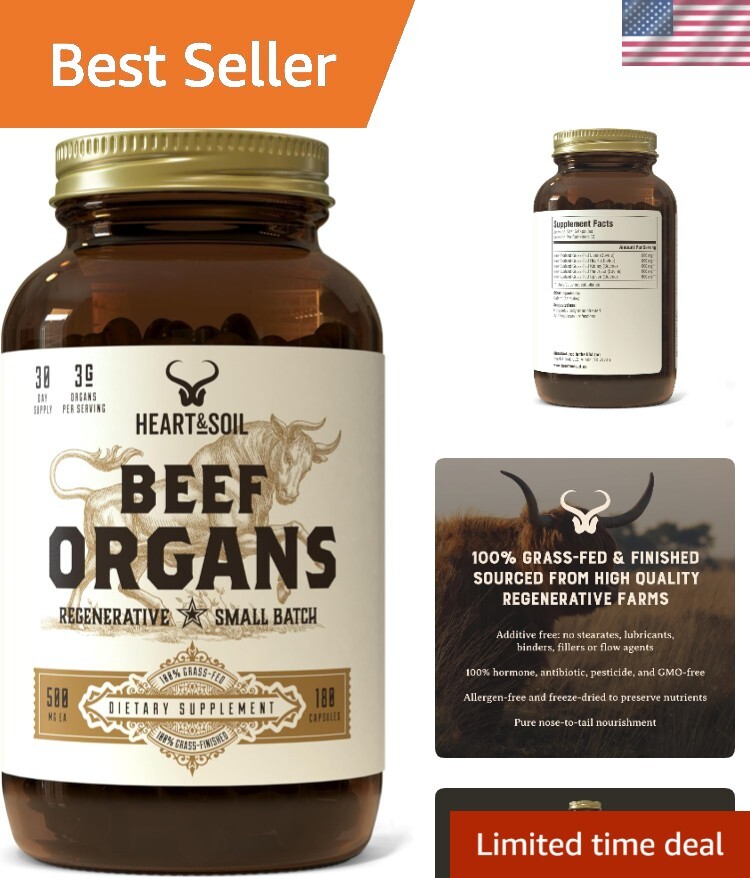 Grass-Fed Beef Organs Complex with Liver Heart Kidney Pancreas Spleen