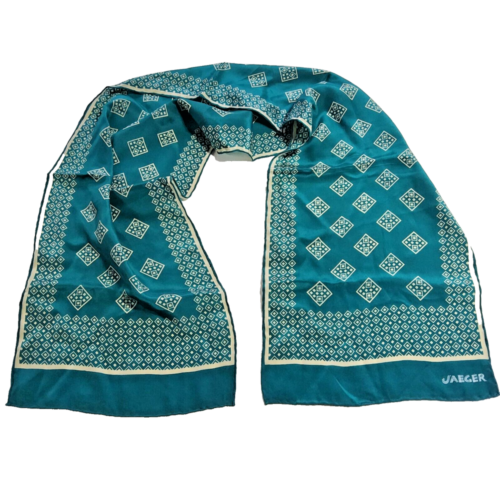45x10 vintage jaeger silk scarf fashion accessory spring sheer teal wrap