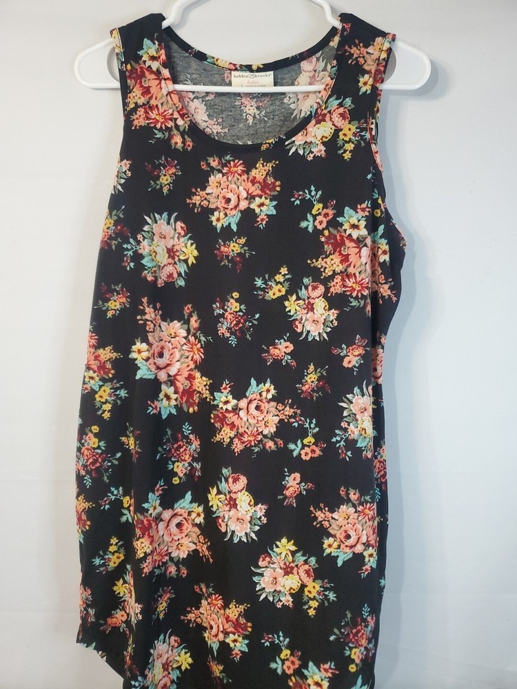 Bobbie Brooks Dress Women’s Size Large Short Sleeve Cold Shoulder Floral Bodycon