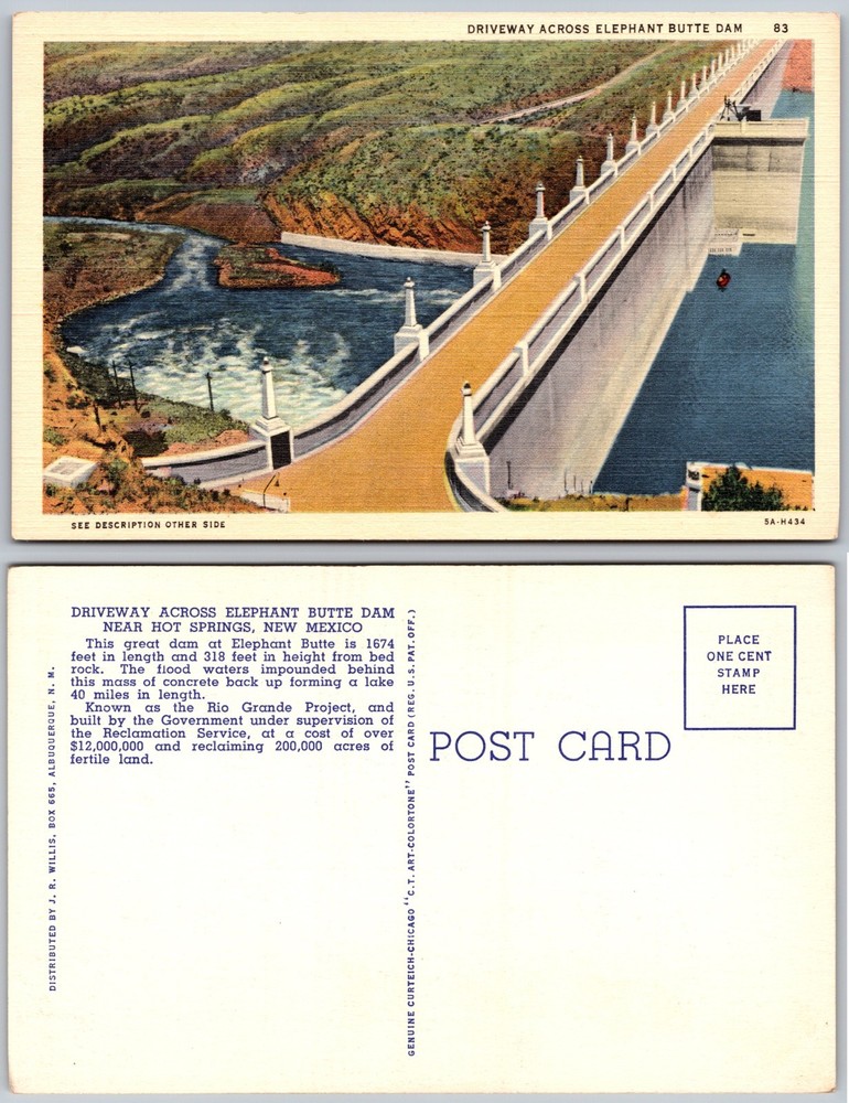 Elephant Butte Dam Hot Springs New Mexico Postcard