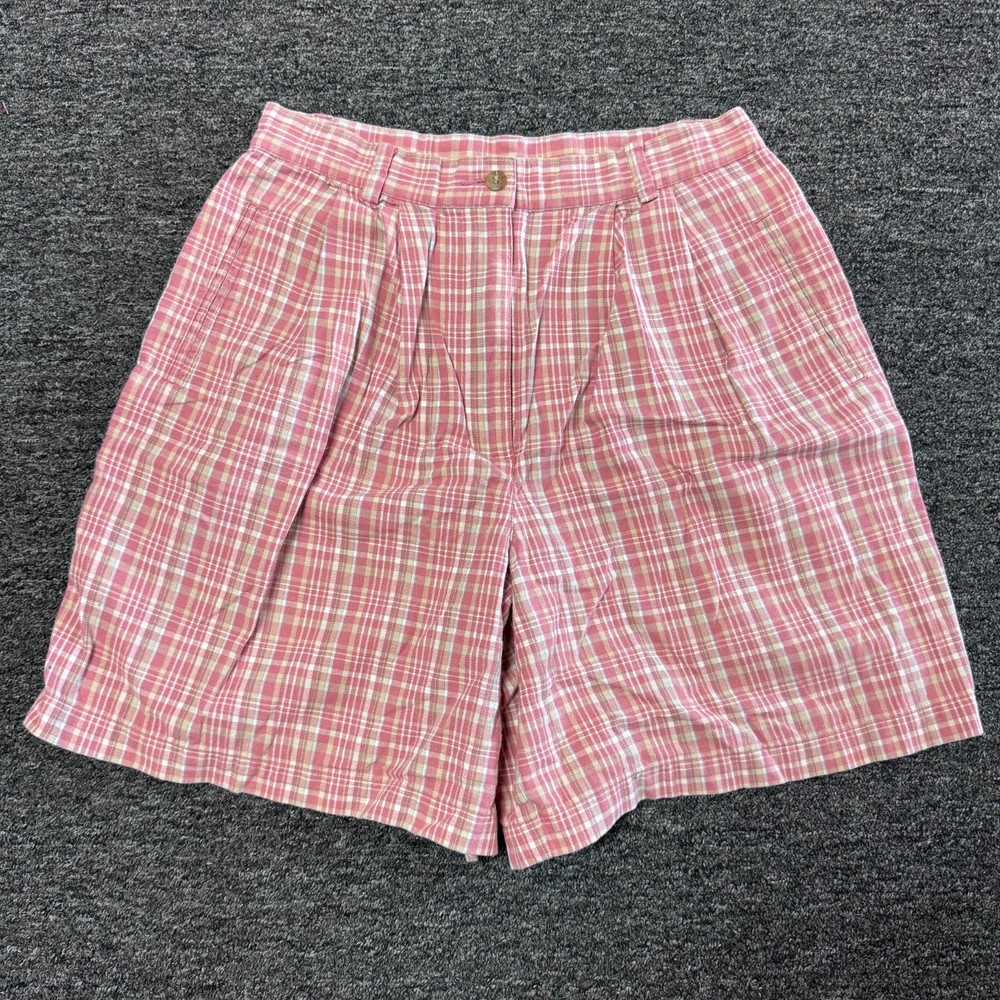 Vintage 90s Charter Club High Waisted Tartan Plaid Shorts Womens - Size 12 Pink