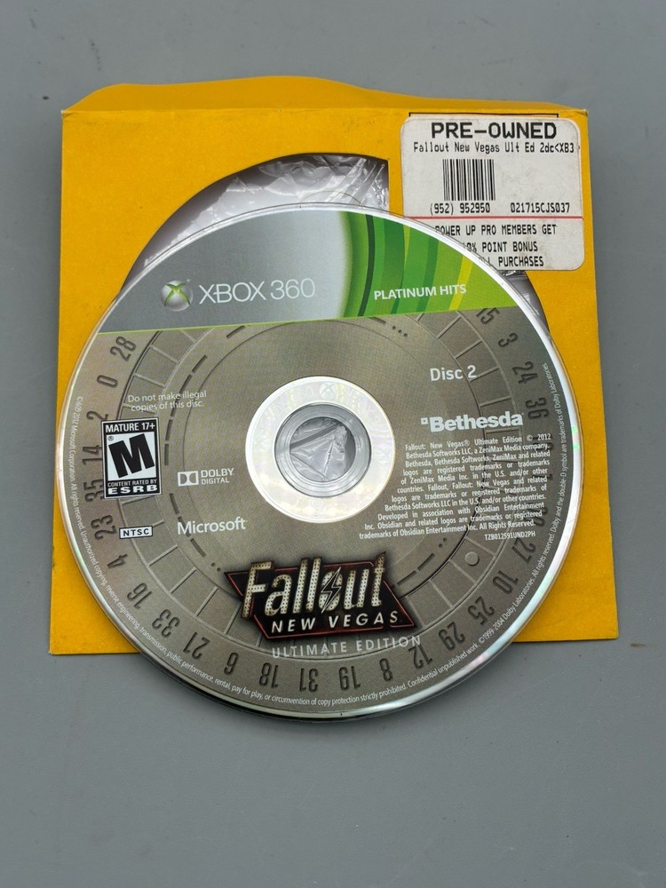 Fallout New Vegas Ultimate Edition (Platinum Hits) Xbox 360 - Disc 2 Tested
