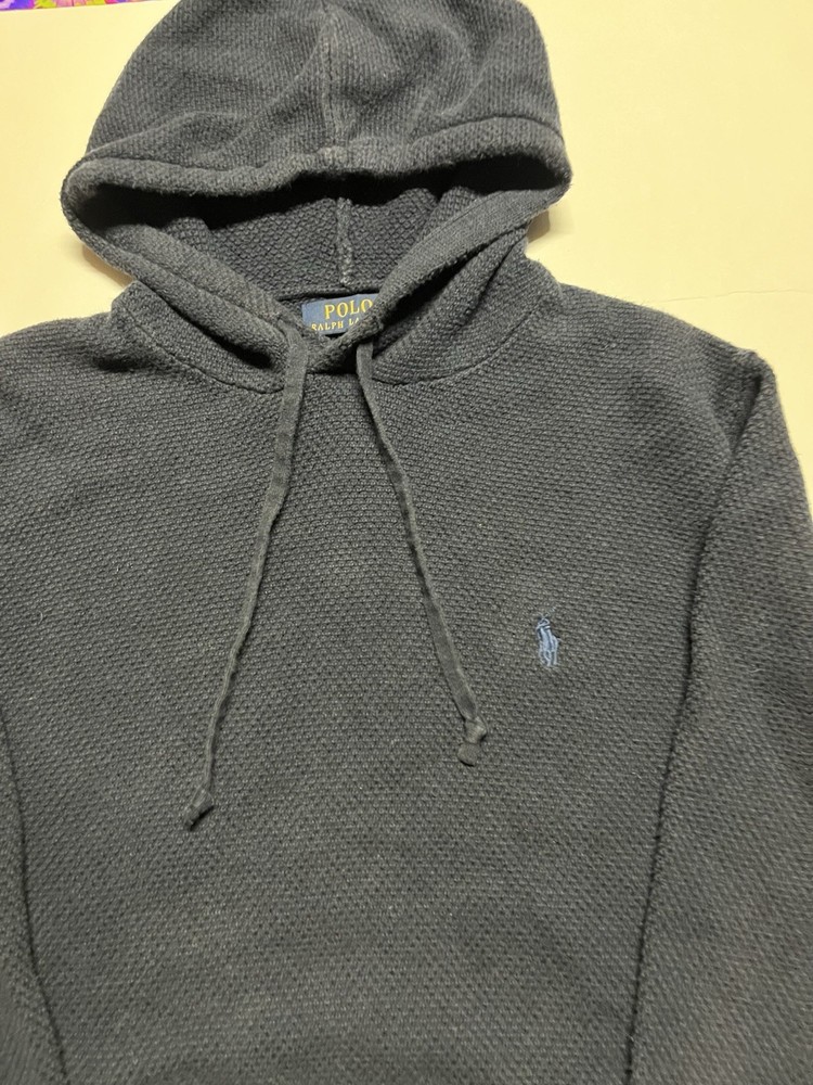 Polo Ralph Lauren Cotton Sweater Hoodie Pocket Pullover Men’s L Cozy Waffle Navy